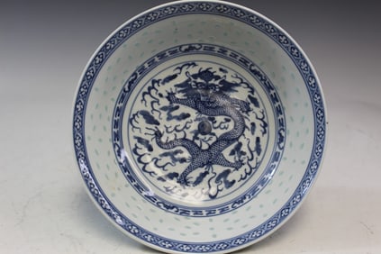 Chinese Blue and White Dragon Bowl
