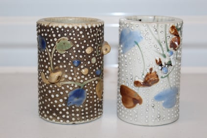 Two Chinese porcelain brush pots