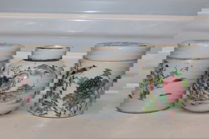 Three Chinese famille rose porcelain tea caddies