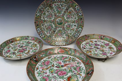 Four Chinese Rose Medallion Porcelain Dishes