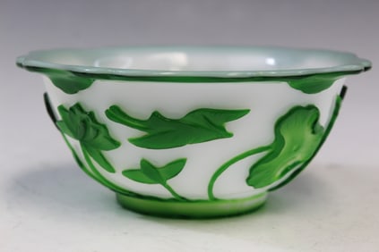 Chinese Green-on-White Peking Glass Bowl
