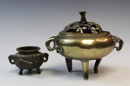 Two Metal Incense Burners