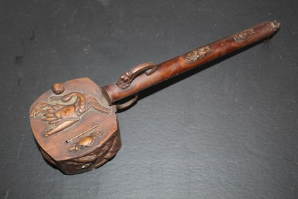 Japanese metal hand held inkwell