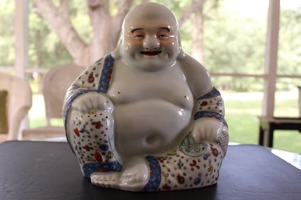 Chinese famille rose porcelain statue of a laughing buddha