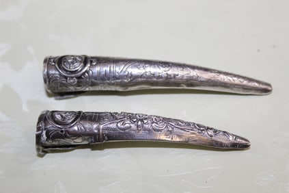 Two Chinese Silver Finger Protectors