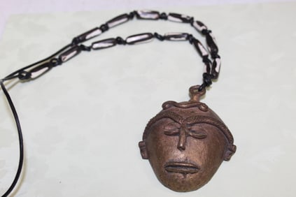 African Mask Pendant Necklace