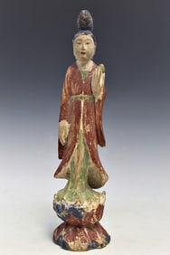 Antique Chinese Carved Wood Guanyin Statue