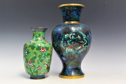 Two Chinese Cloisonne Vases