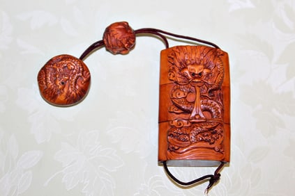 Japanese Carved Wood Inro