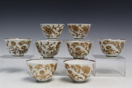 Eight Chinese Export Porcelain Cup, 18th C.