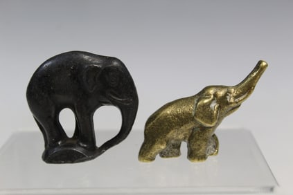 Two Metal Elephant Figurines