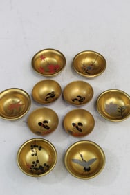 Group of Japanese Gold Lacquer Small Cups