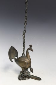 Antique Indian Bronze Hanging Oil Lamp