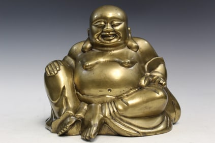 Chinese Brass Laughing Buddha Statue