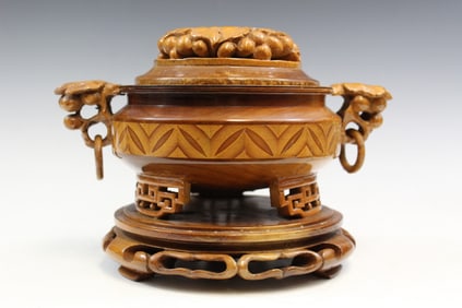 Chinese Carved Wood Incense Box