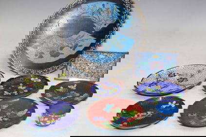 Group of Chinese and Japanese Cloisonne Dishes