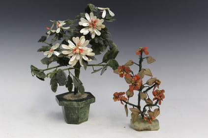 Two Chinese Jade Flowers