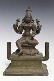 Indian Bronze Statue of Seated Lakshimi