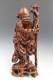 Chinese Carved Huangyangmu Shoulao Statue