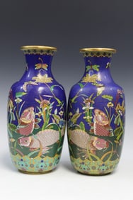 Pair of Chinese Cloisonne Vases