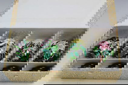 Four Chinese Cloisonne Eggs in a Box