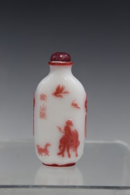 Chinese Red-overlay White Glass Snuff Bottle