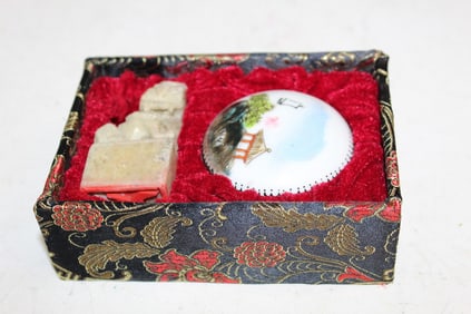 Chinese Ink Box and a Soapstone Seal.