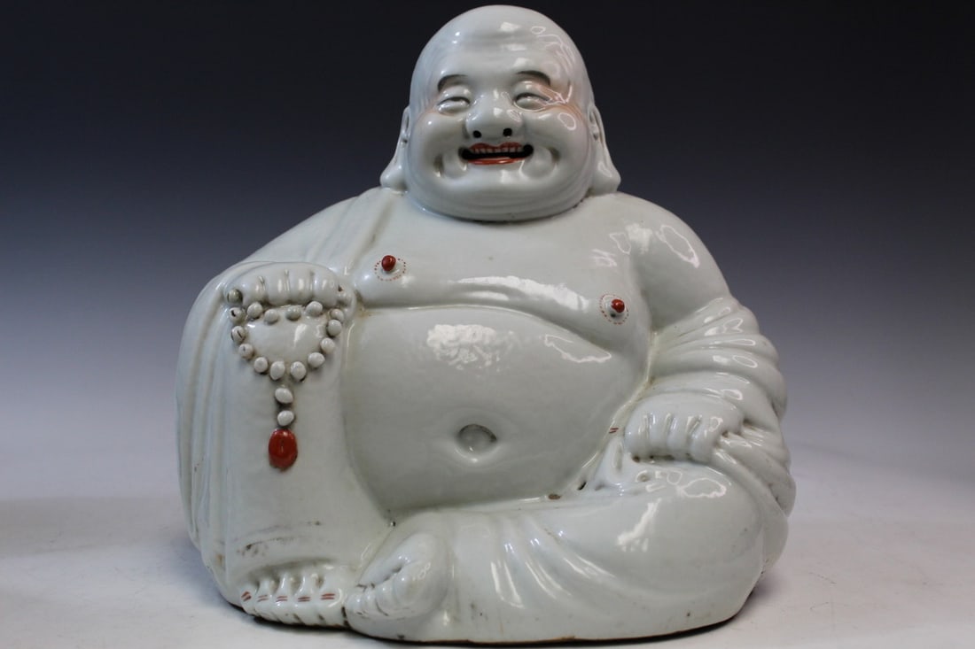 Chinese Laughing Buddha Porcelain Statue (1 of 9)