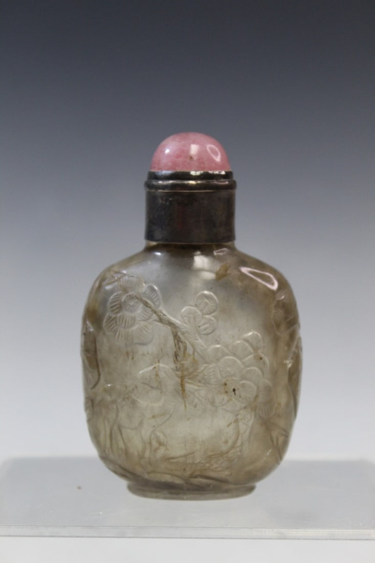 Chinese Carved Rock Crystal and Silver Snuff Bottle (1 of 7)