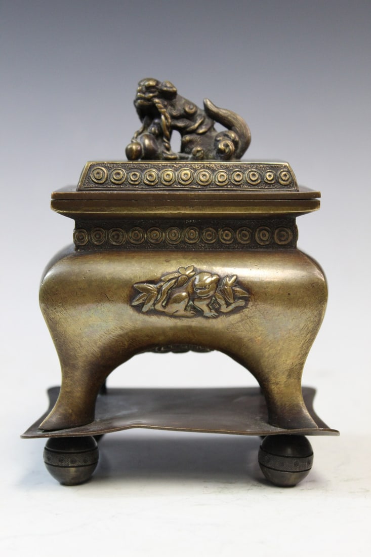 Japanese Bronze Inkwell. (1 of 6)
