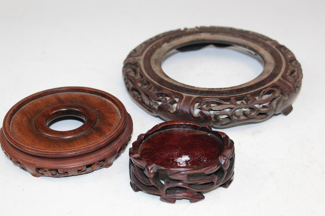 Three Chinese Carved Wood Stands (1 of 5)