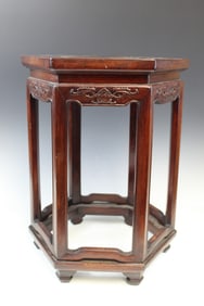 Chinese hexagonal Rosewood Flower Stand