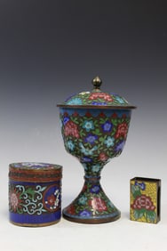 Three Chinese Cloisonne Items.