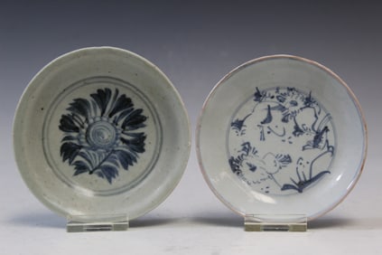 Two Chinese Blue and White Porcelain Dishes