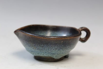Chinese Shiwan Flambe Glazed Pottery Peach-shaped Cup