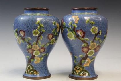Pair of Chinese Cloisonne Vases