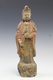 Chinese Carved Wood Guanyin Statue