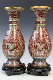 Pair of Chinese Cloisonne Vases