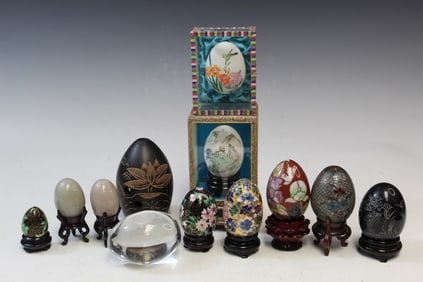 Group of Asian Decorative Eggs