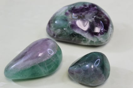 Three Fluorite Palm Stones