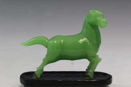 Green Glass Horse Figurine