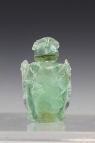 Chinese Carved Green Quartz Snuff Bottle