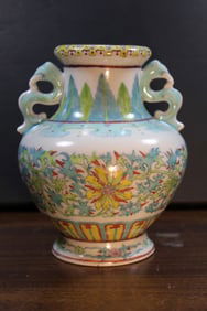 Chinese Doucai Porcelain Vase, Qianlong Mark.