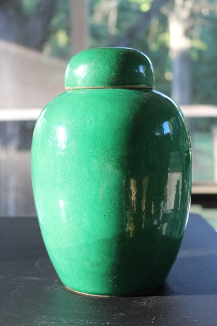 Chinese Apple Green Glazed Porcelain Ginger Jar (1 of 8)
