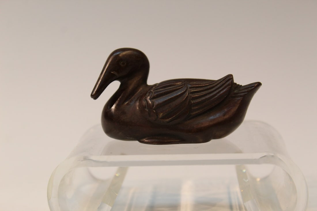 Chinese Bronze Paper Weight of a Duck. Qing Dynasty (1 of 5)
