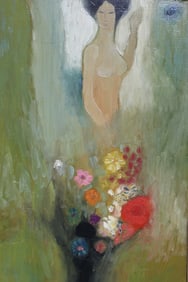 Near the Red Flower, Thomas Waters. Oil on Board.