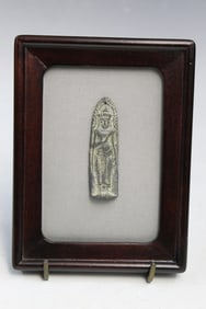 Antique Bronze Pendant, framed.