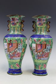 Pair of Chinese Enameled Vases