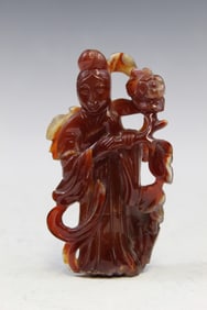 Chinese Carved Carnelian Female Figure