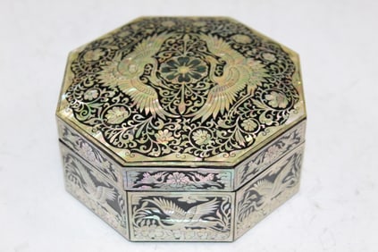 Korean Lacquer Box with Mother-of-Pearl Decorations